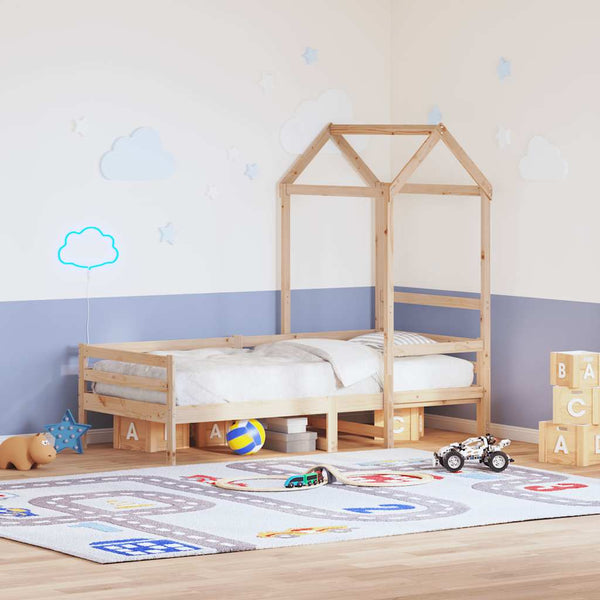 Kinderbett Dach 98x70 cm Kiefer Massivholz