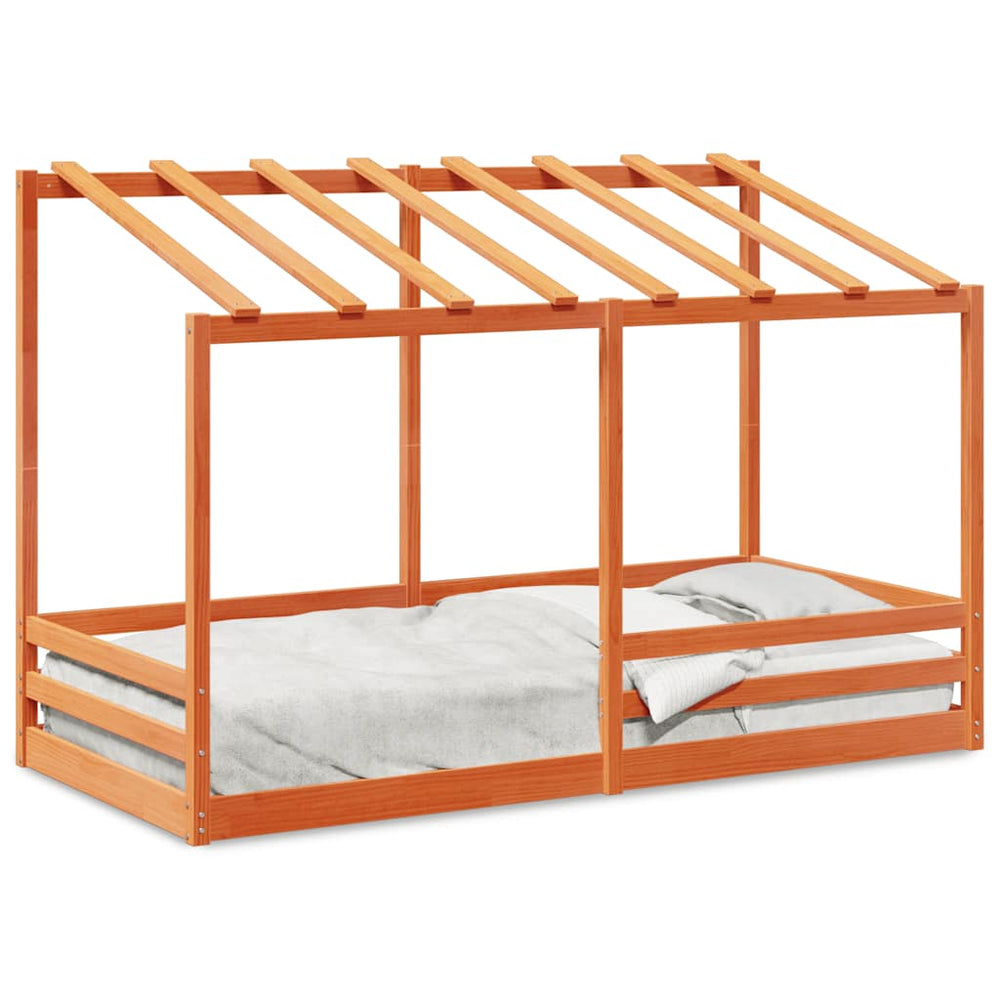 Kinderbett mit Dach Wachsbraun 90x200 cm