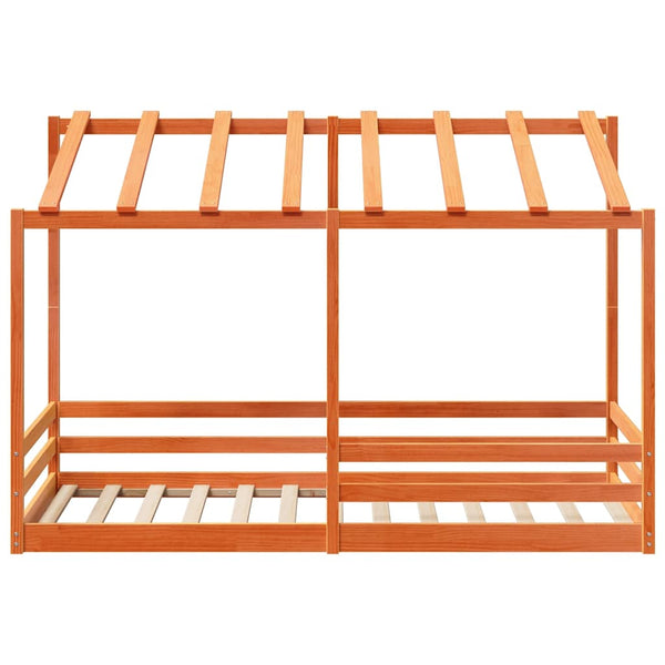 Kinderbett mit Dach Wachsbraun 90x200 cm