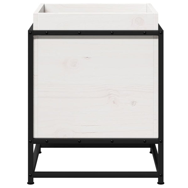 Weißer Pflanzkübel 40x40x50cm Kiefer Massivholz