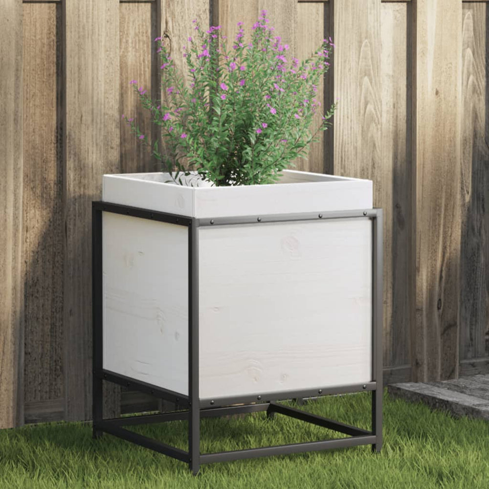 vidaXL Planter White 40x40x50 cm Solid Pine Wood