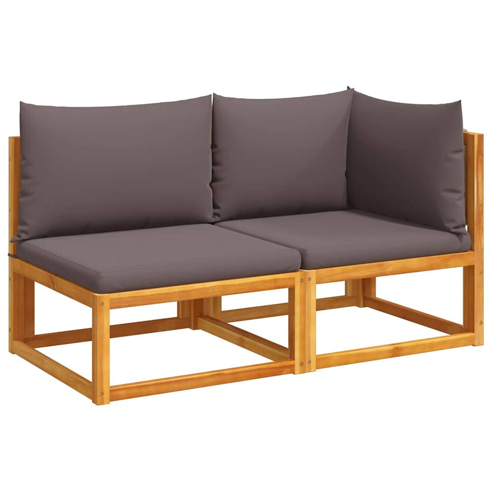 vidaXL 2-Seater Garden Sofa with Cushions Acacia Wood & Rope
