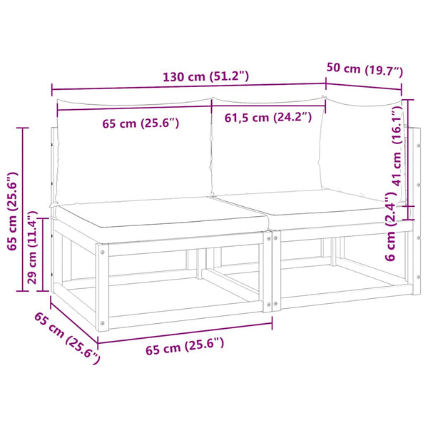 2-Sitzer Gartensofa Akazie mit Kissen