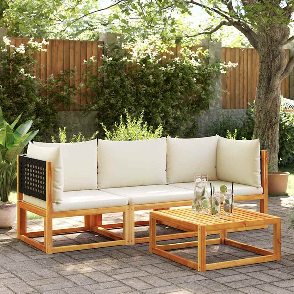 Gartensofa Ecke Akazie & Rattan mit Kissen