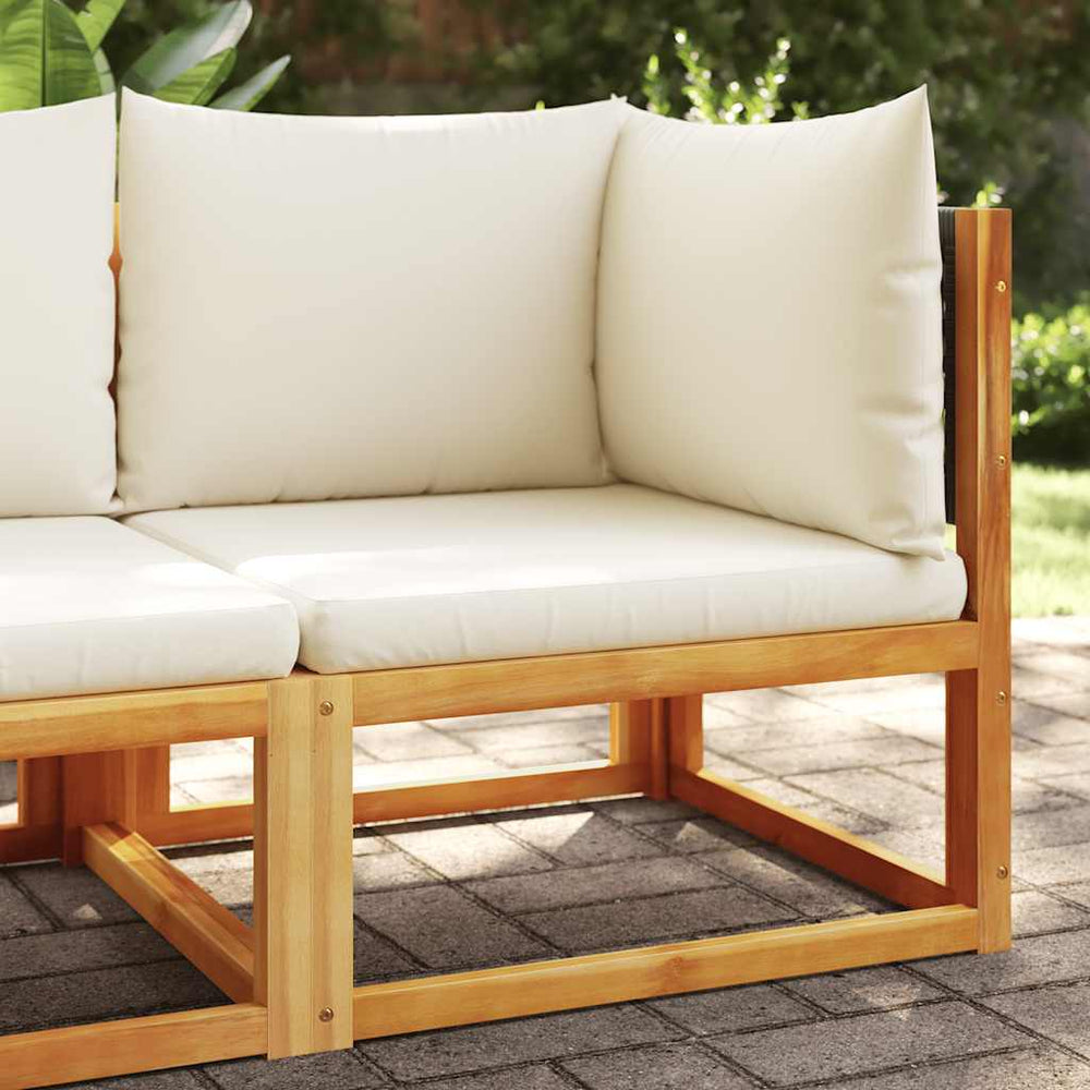 Gartensofa Ecke Akazie & Rattan mit Kissen