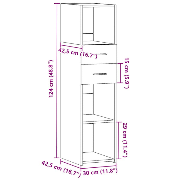 Weißes Highboard 30x42,5x124cm