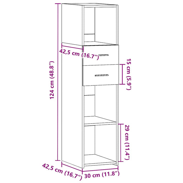 Highboard Betongrau 30x42,5x124 cm