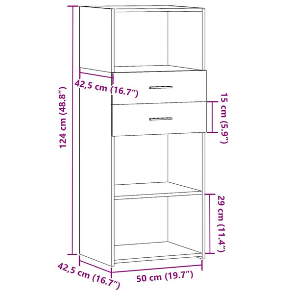 Highboard Grau Sonoma 50x124 cm