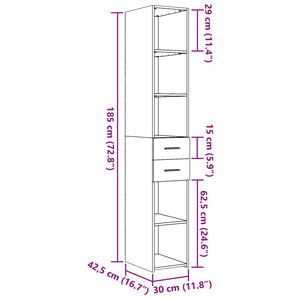 Highboard Weiß 30x42,5x185 cm