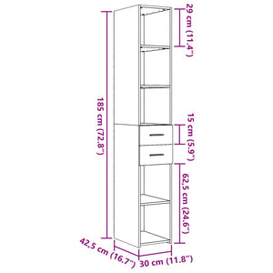 Highboard Sonoma Eiche 30x42,5x185 cm