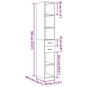 Highboard Betongrau 30x42,5x185 cm