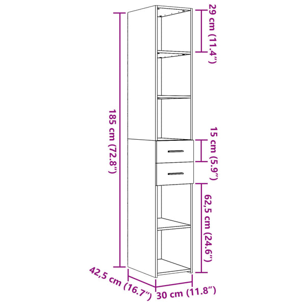 Highboard Betongrau 30x42,5x185 cm