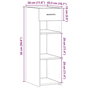 Graues Sonoma Sideboard, 30x42,5x93 cm