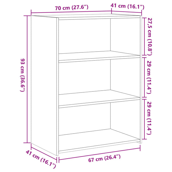 vidaXL Buffet marron aspect chêne 70x41x93 cm Bois d'ingénierie