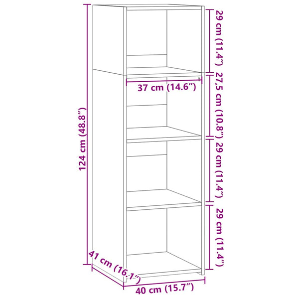 Highboard Braun Eichen-Optik, 40x41x124 cm