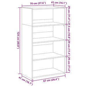 Highboard Braun Eichenoptik 70x41x124 cm