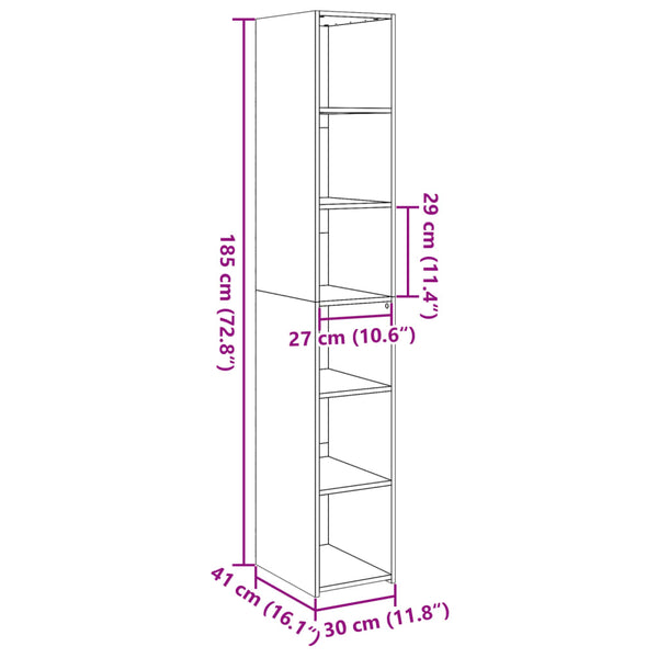 Highboard Betongrau 30x41x185 cm