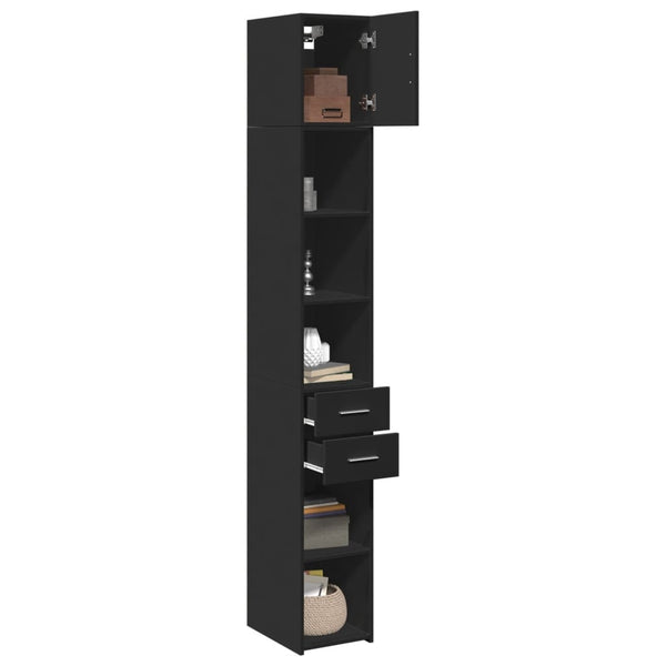 Schmaler Hochschrank Schwarz 30x42,5x225 cm