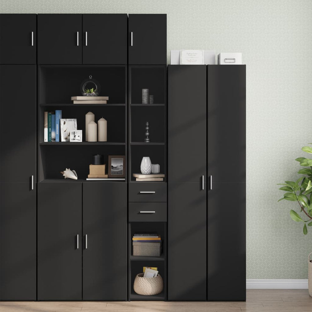 Schmaler Hochschrank Schwarz 30x42,5x225 cm