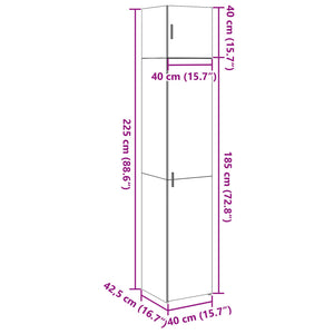 Schmaler Hochschrank Betongrau 40x42,5x225 cm
