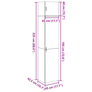 Schmaler Hochschrank Weiß 45x42,5x225 cm