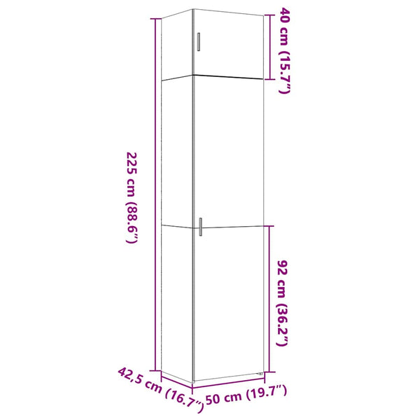 Schmaler Hochschrank Weiß 50x42,5x225 cm
