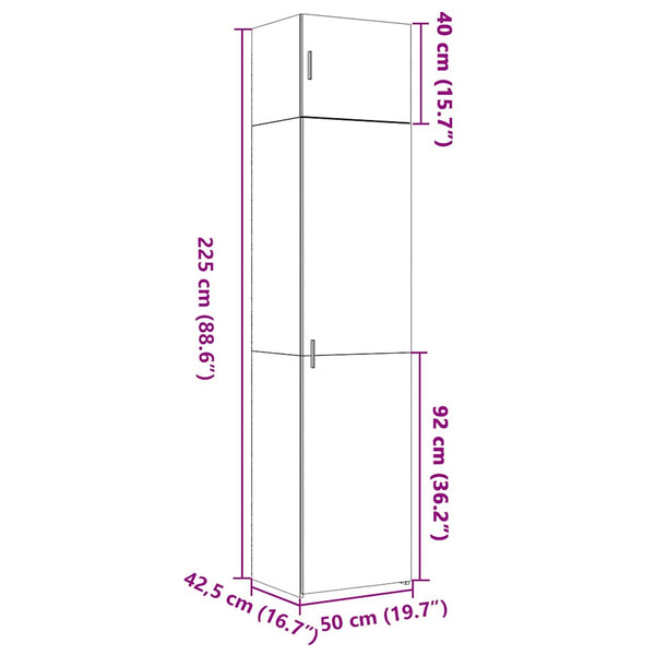 Schmaler Hochschrank Betongrau 50x42,5x225 cm