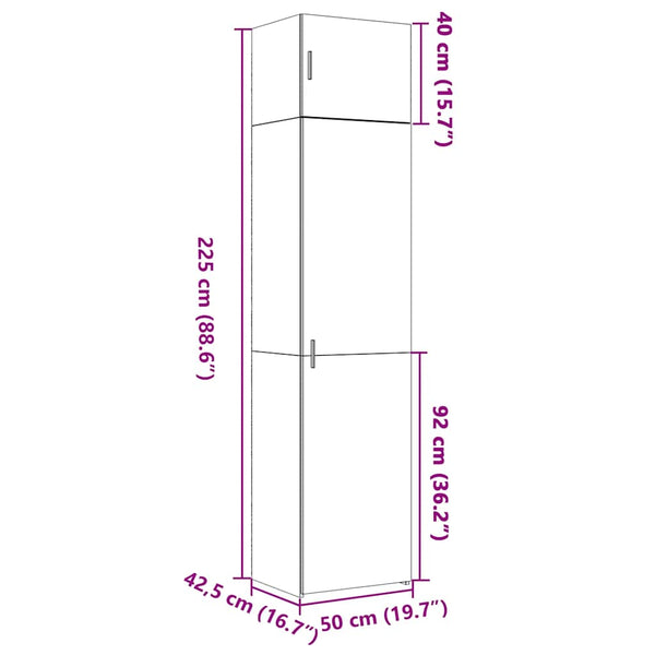 Schmaler Hochschrank Räuchereiche 50x42,5x225 cm