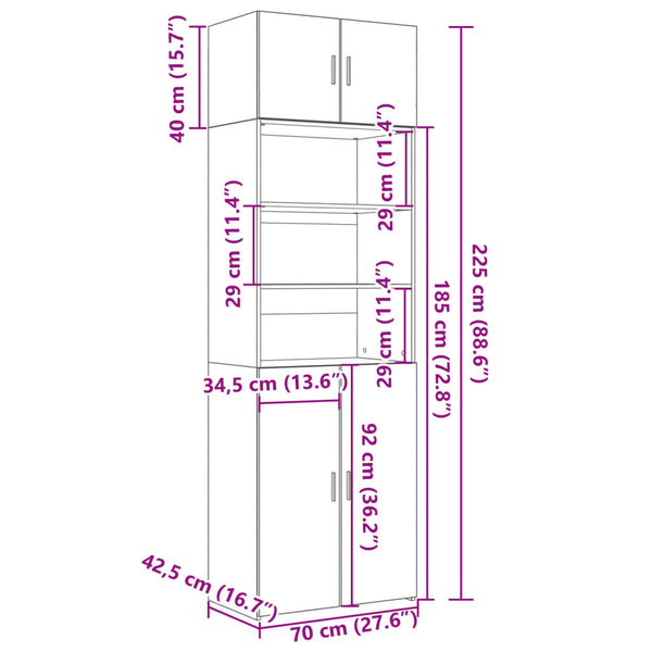 Weißer Hochschrank 70x42,5x225 cm
