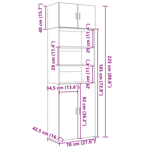 Sonoma Eiche Hochschrank, 70x42,5x225 cm