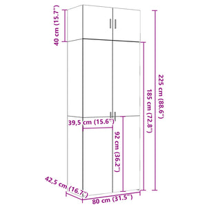 Hochschrank Grau Sonoma 80x42,5x225 cm