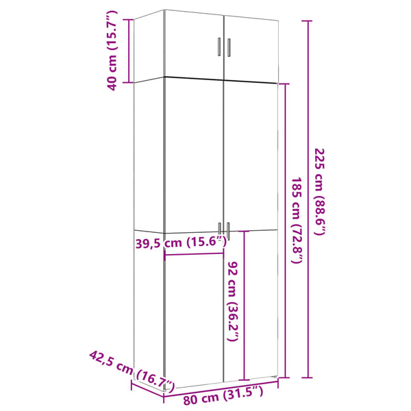 Hochschrank Grau Sonoma 80x42,5x225 cm