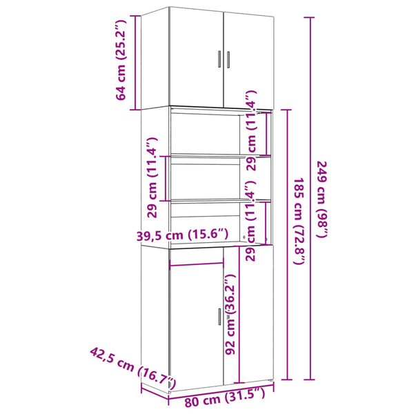 Highboard Weiß 80x42,5x249 cm