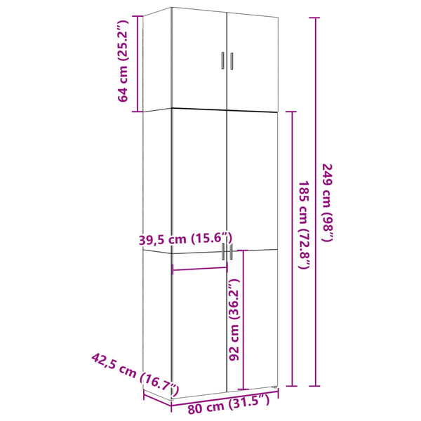 Highboard Grau Sonoma 80x249 cm