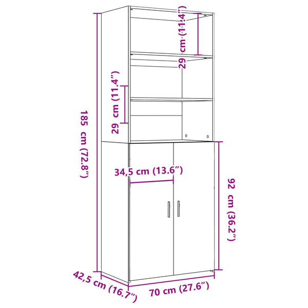 Highboard Räuchereiche 70x42,5x185 cm