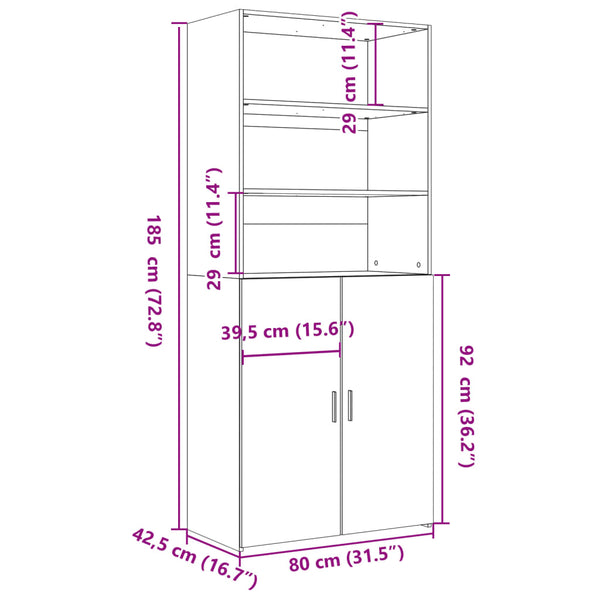 Highboard Betongrau 80x42,5x185 cm