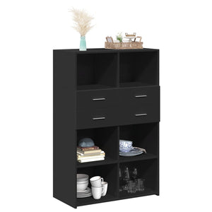 Highboard Schwarz 80x124cm Holzwerkstoff