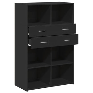 Highboard Schwarz 80x124cm Holzwerkstoff