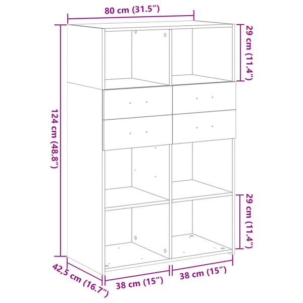 Highboard Grau Sonoma 80x124cm