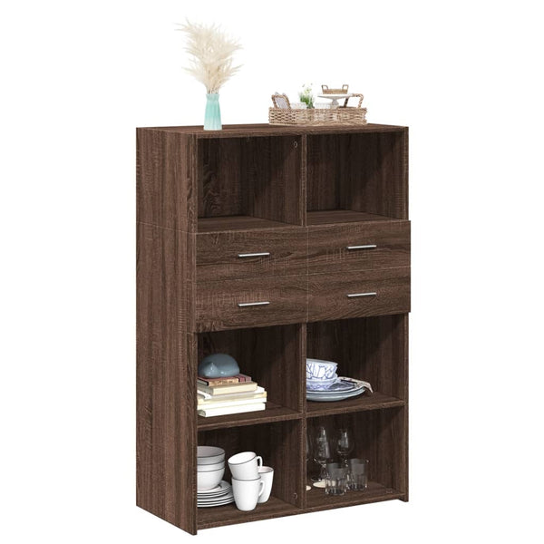 Highboard Braun Eichen-Optik 80x42,5x124 cm