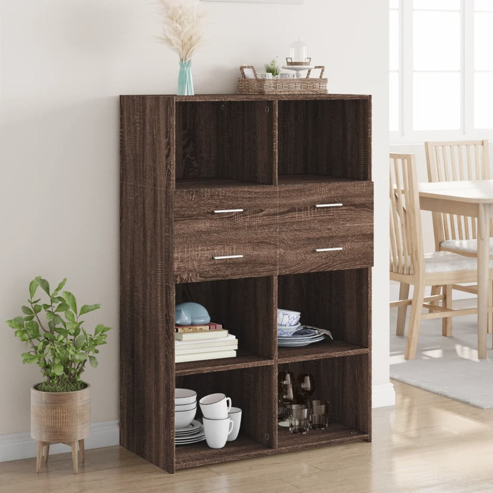 Highboard Braun Eichen-Optik 80x42,5x124 cm