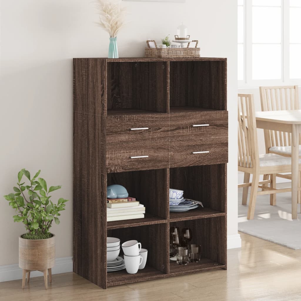 Highboard Braun Eichen-Optik 80x42,5x124 cm