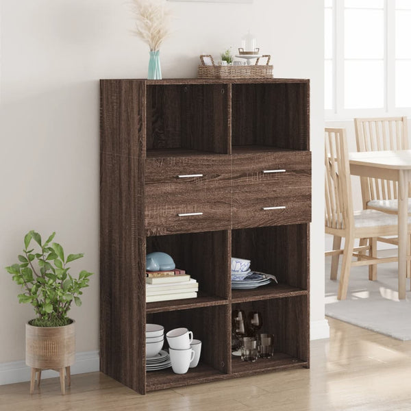 Highboard Braun Eichen-Optik 80x42,5x124 cm
