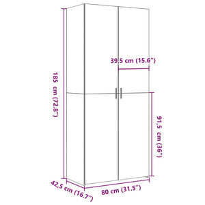 Highboard Grau Sonoma 80x185cm