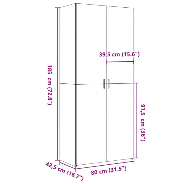 Highboard Grau Sonoma 80x185cm