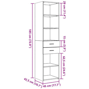 Highboard Schwarz 45x42,5x185 cm