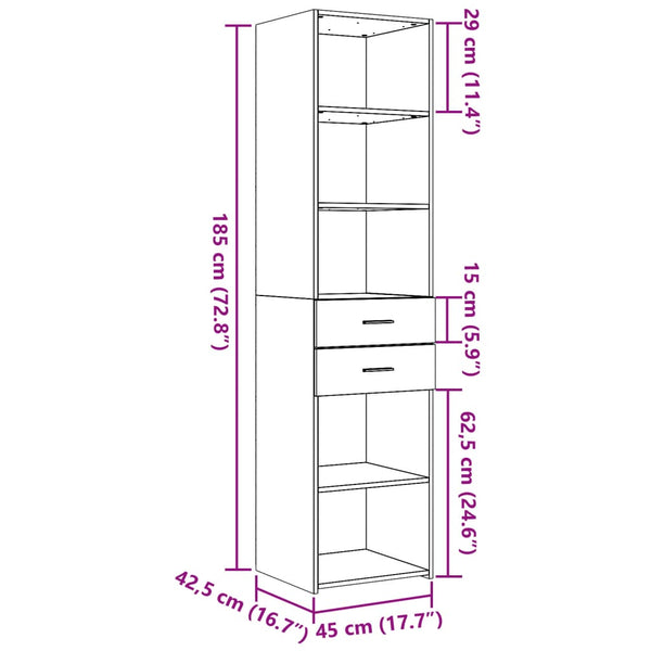 Highboard Schwarz 45x42,5x185 cm