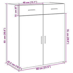 Weißes Sideboard 80 cm Holzwerkstoff