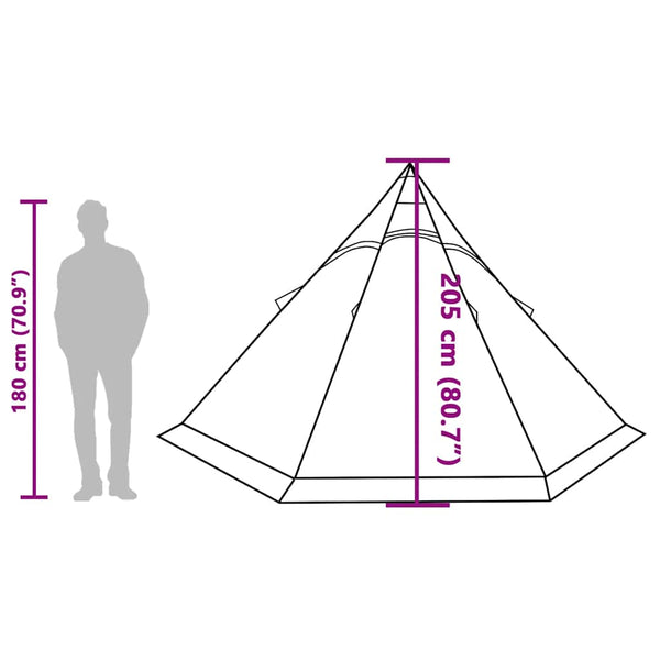 Wasserdichtes Tipi-Zelt für 5 Personen, Grün
