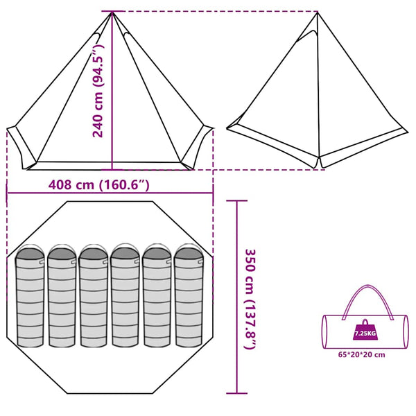 Tipi Zelt für 6 Personen, Wasserdicht
